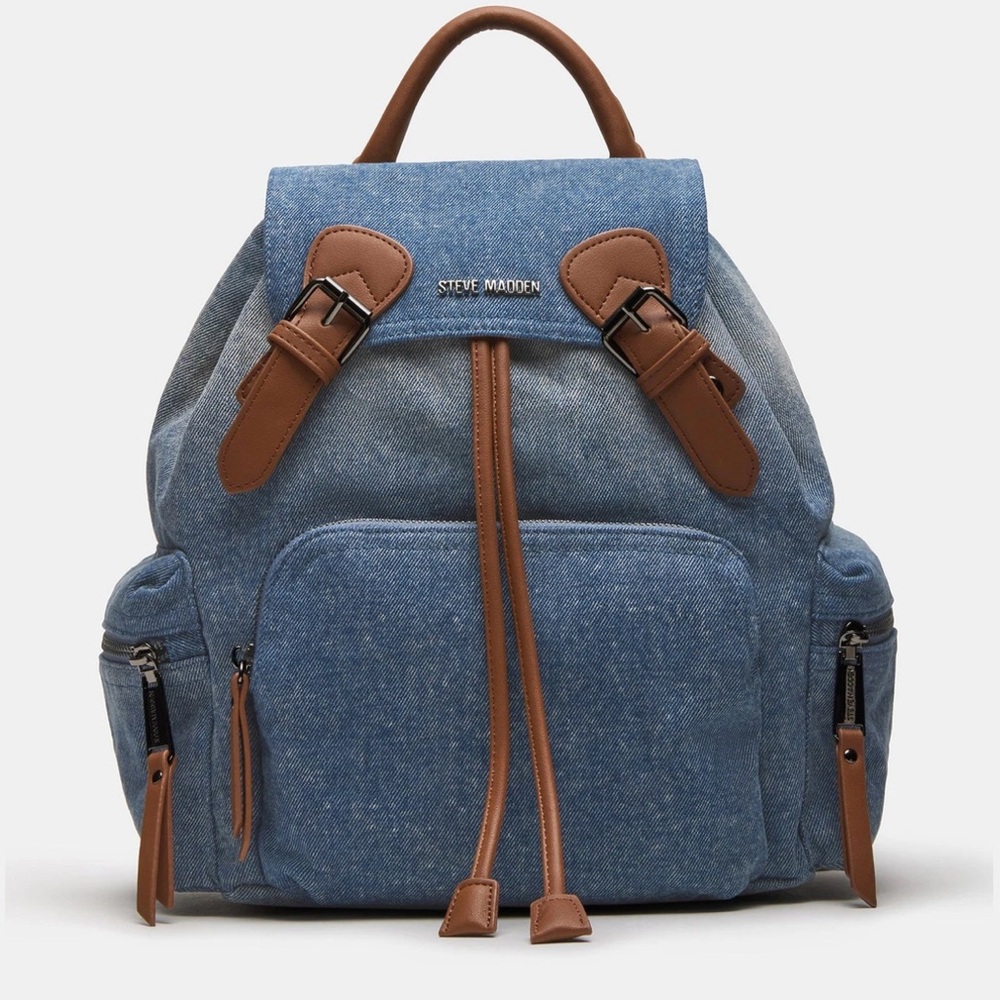 Steve‎ Madden Denim Backpack - Blue/Brown Trim